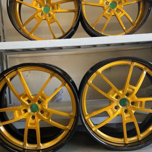 Premium Custom Staggered Forged Wheels – Candy Gold Face & Gloss Black Lips