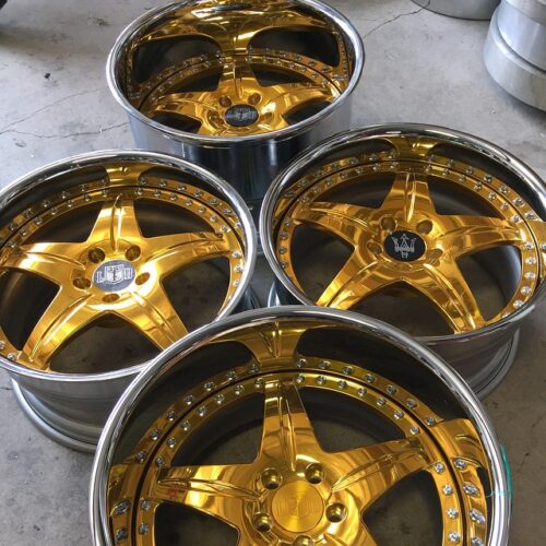 LB Forged Custom 3-Piece Wheels – Translucent Gold Center with Mirror Polished Deep Lip