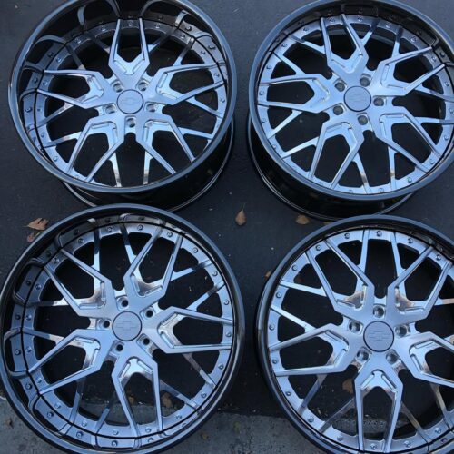 LB Forged LB-FFG Custom 2-Piece Wheels – Full Face Chrome with Gloss Black Outer Lips