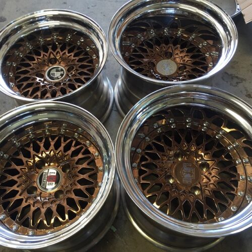 LB Forged Custom 3-Piece Wheels – Bronze/Cognac Brushed Mesh Face with Polished Deep Lip